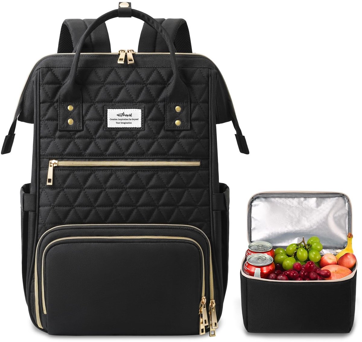 Solidchoice - Laptop Rugzak met Lunchtas, Zwart