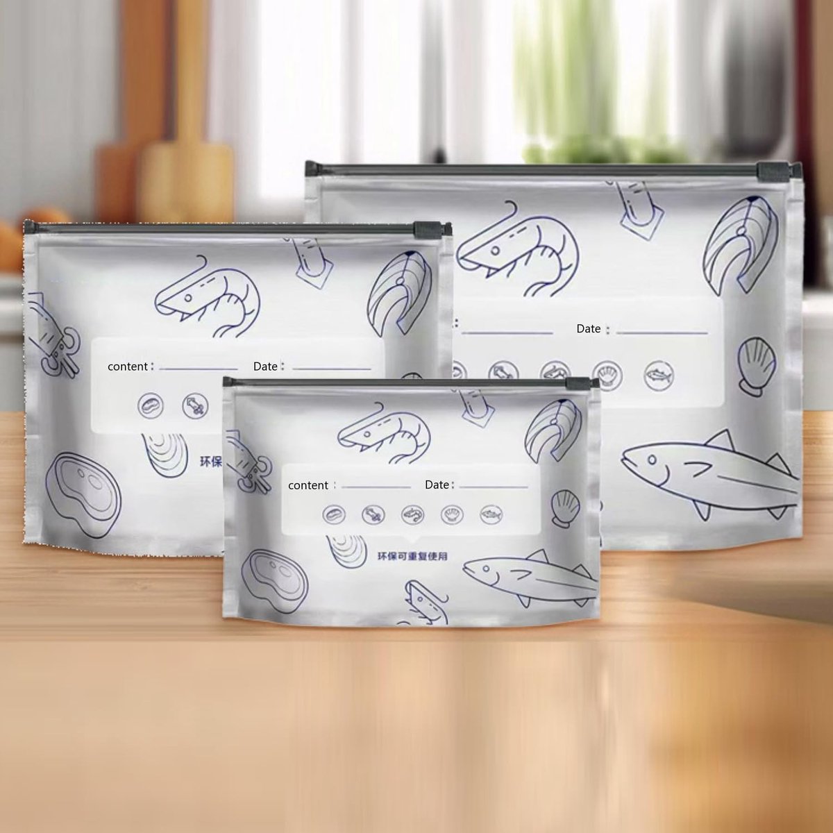 Opbergzakkenset - Aluminiumfolie - 30 Stuks in 3 Maten - Herbruikbare Voedselzakken met Ritssluiting - Voor Voedselopslag
