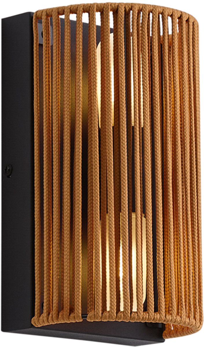 Qazqa japandi wandlamp, buitenlamp met glas voor in de tuin - Jayla - oranje, max. 8W, geschikt voor led, 12.7cm, IP44, 2-lichts