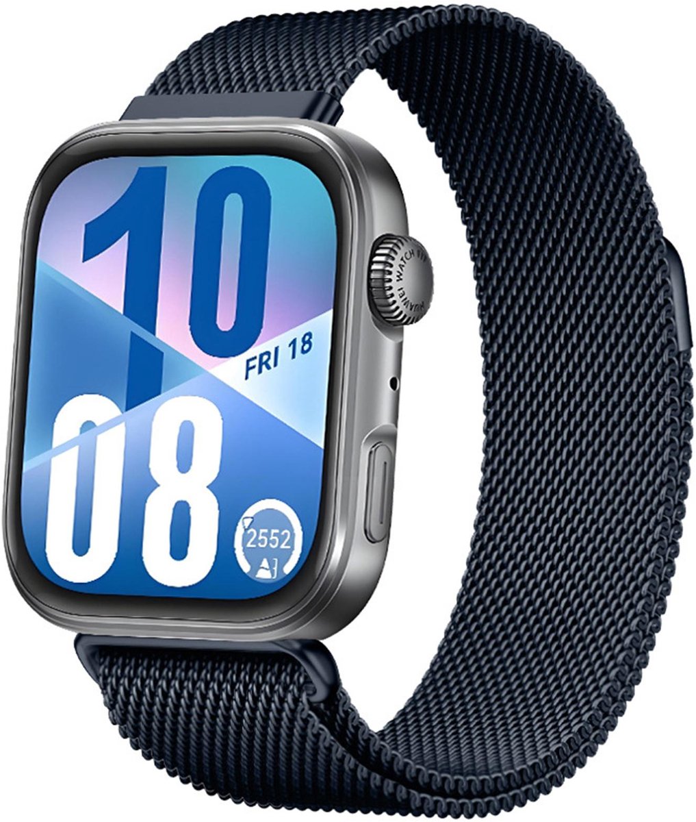 By Qubix - Milanese bandje - Donkerblauw - geschikt voor Huawei Watch Fit 5 / 4 / 3