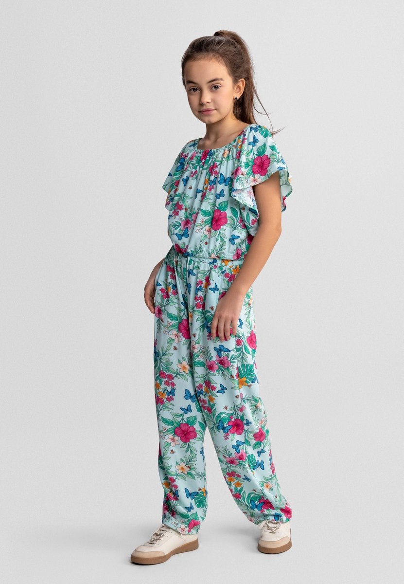 Minoti kleding set meisjes crop top wijde broek - tropische print