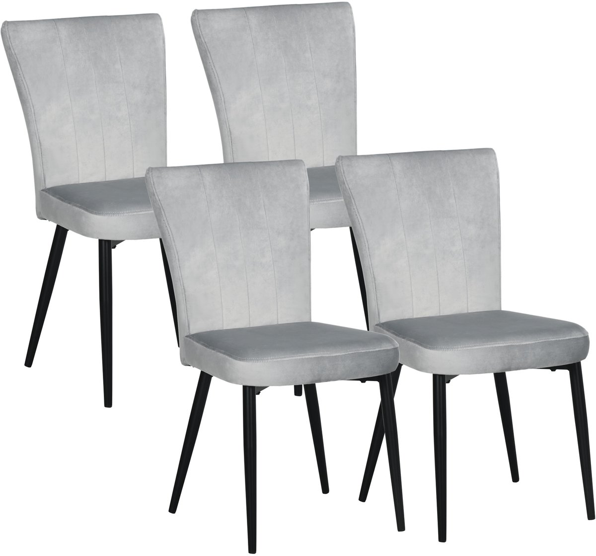 HOMCOM-Esszimmerstuhl-Samt(100% Polyester), Schaumstoff, Stahl-46L x 65B x 87H cm-Grau