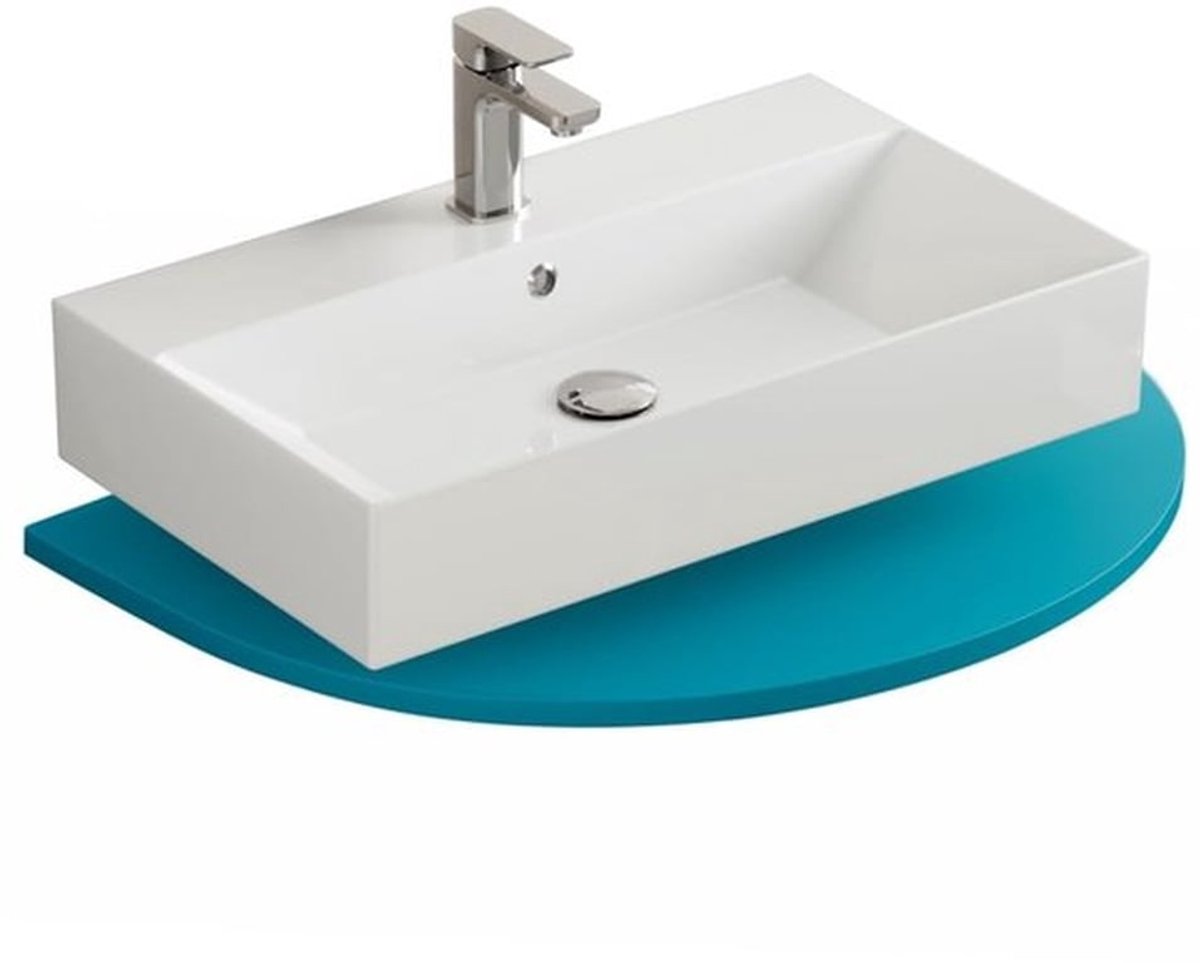 Wastafel 70 cm hoogglans wit - Keramiek - Wandmontage - Modern design - Eenvoudig te reinigen - Reddot-Design Award winnaar - Badkamermeubel
