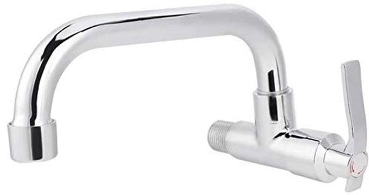 Gootsteenkraan 360° Roteerbaar - Wandmontage - Enkele Koudwaterkraan - Ergonomisch Handvat - Messing/Roestvrij Staal - Corrosiebestendig - Keukenkraan