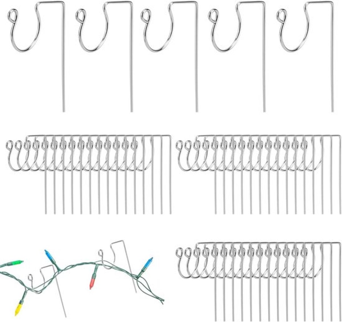 Kerstverlichtingshangers - Dakgoothaken voor Buitenverlichting - Set van 50 - Metalen clips