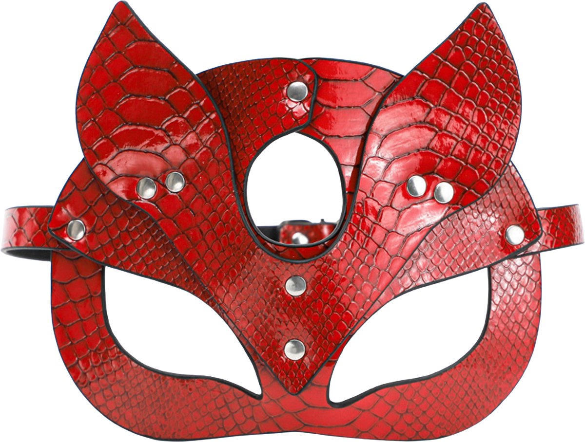 Smart Moves - Masker Kat - Slangenprint PU Leer - Rood