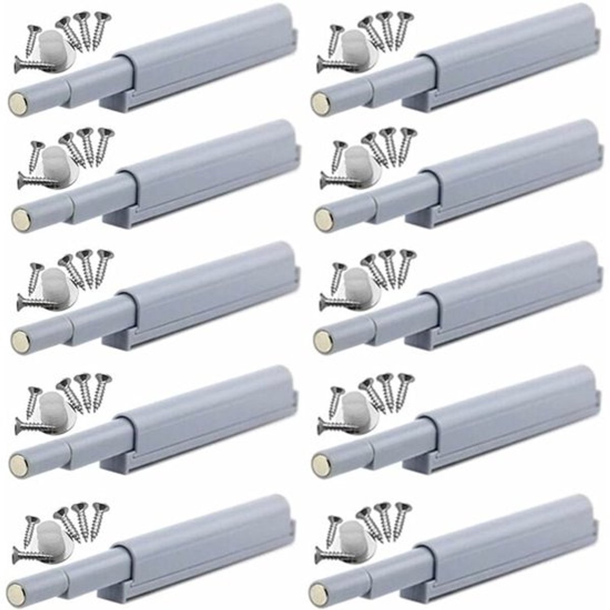 10-delige deurdempers - Deuropener met drukknop en schroefsluiting, softclose deurdempers - Verborgen kunststof slot - Schokabsorptie en impactreductie - Geschikt voor keukenkast- en meubeldeuren