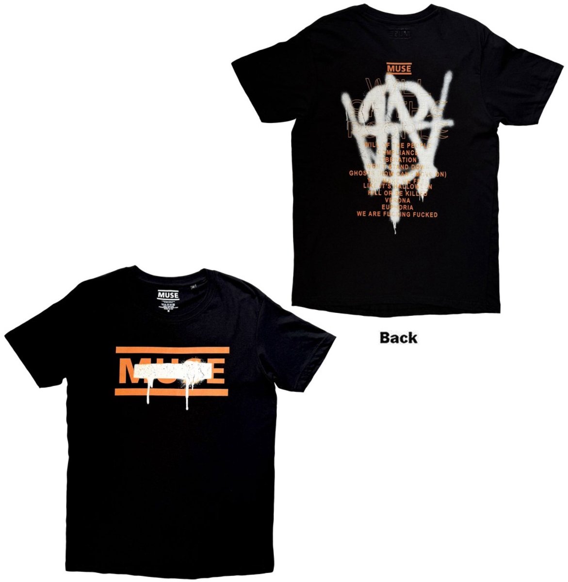 Muse - Grafitti Tracklist Heren Tshirt - 2XL - Zwart