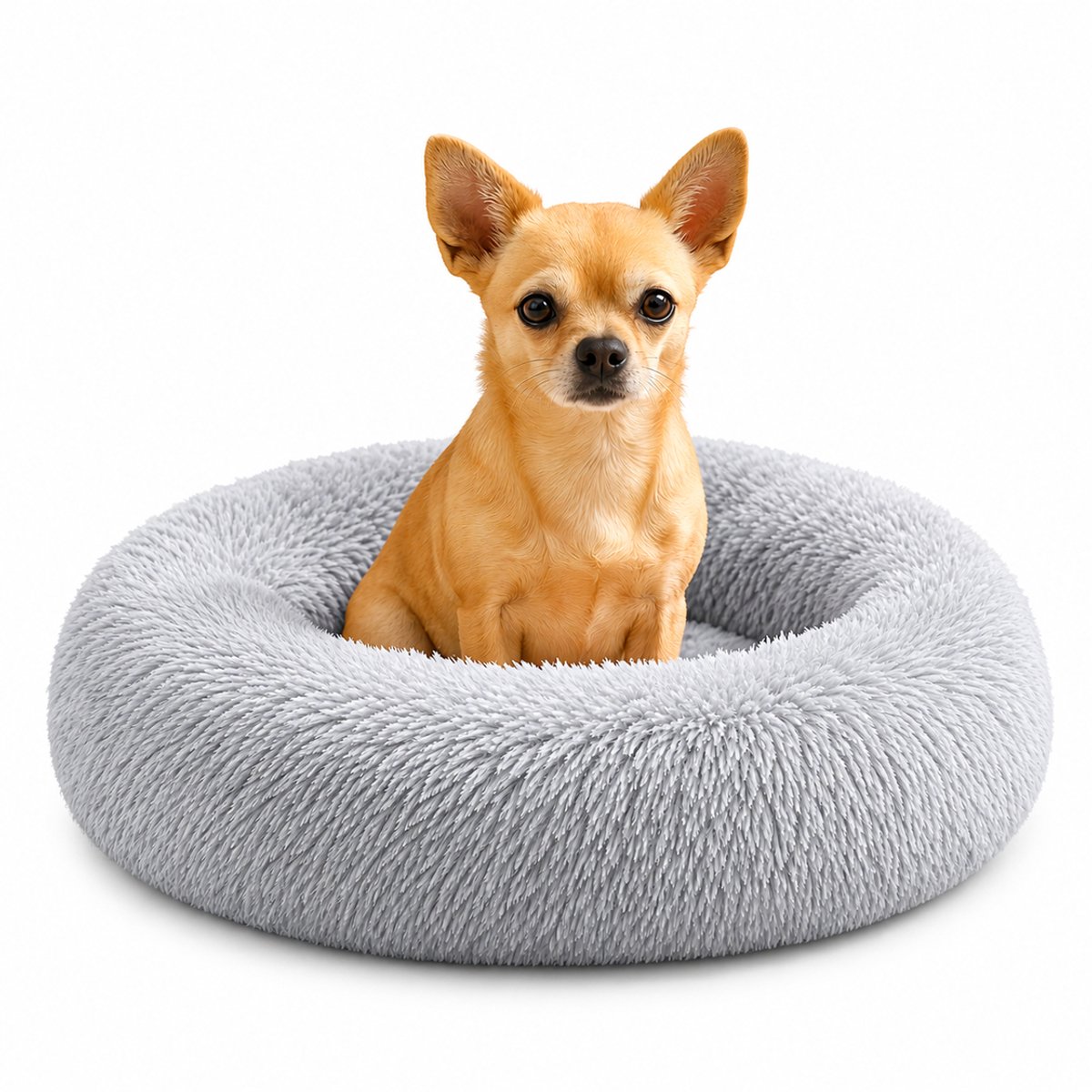belviona Donut hondenbed, zacht hondenmand, comfortabel & antislip Ø40 cm lichtgrijs