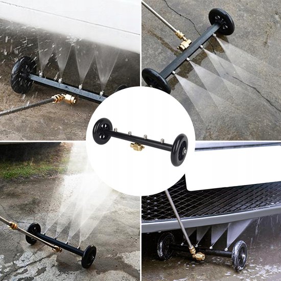 Onderstelreiniger Hogedrukreiniger - Auto Onderkant Reiniger - 4 Sproeiers - 360° Beweegbaar met 2 Wielen - 1/4 Inch Snelkoppeling - 1500-4000 PSI - Voor Auto, Oprit, Terras en Paden — afbeelding 4