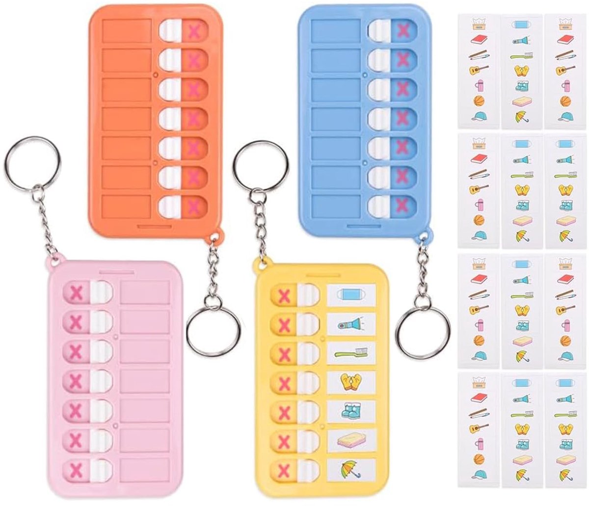 Solidchoice - 4 Stuks Sleutelhanger To-Do Lijst voor Senioren en Kinderen