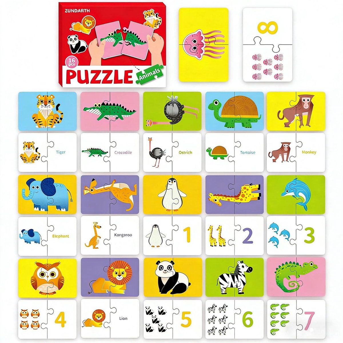 Solidchoice - Puzzels voor Peuters met 16 Houten Dierenparen