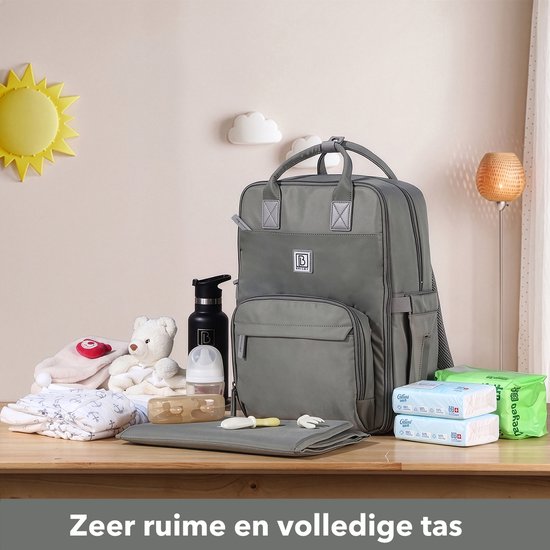 Brisby slijtvaste Luiertas - verzorgingstas - met buggymontage - Mist Green van Brisby — afbeelding 4