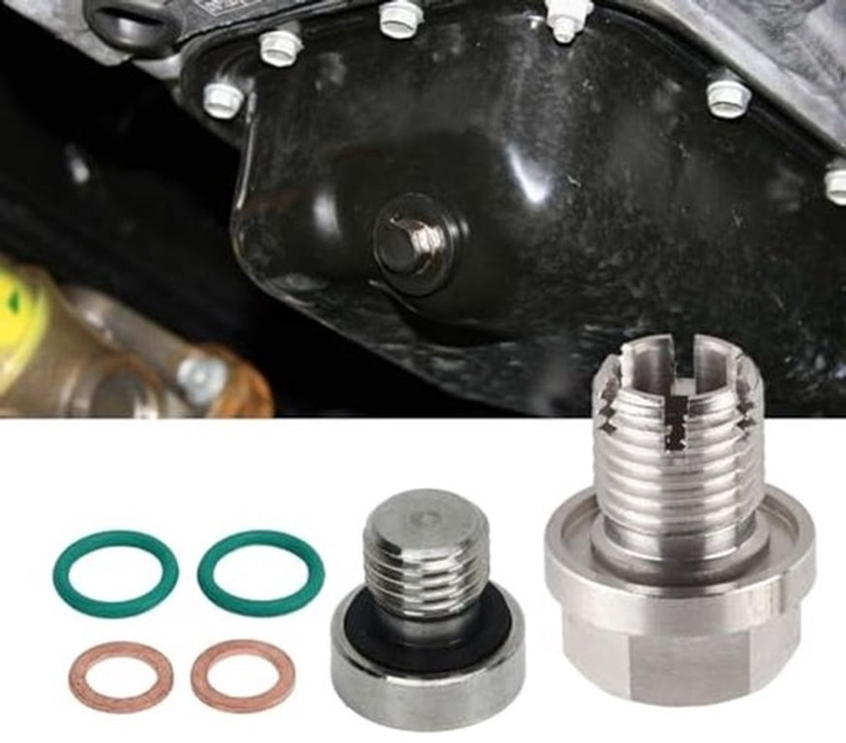 Olieafvoerplug Set - Roestvrij Staal - Zelftappende Olieafvoerplug - O-Ring Seal - Reparatieset - Inclusief Inbussleutel - Olieplug