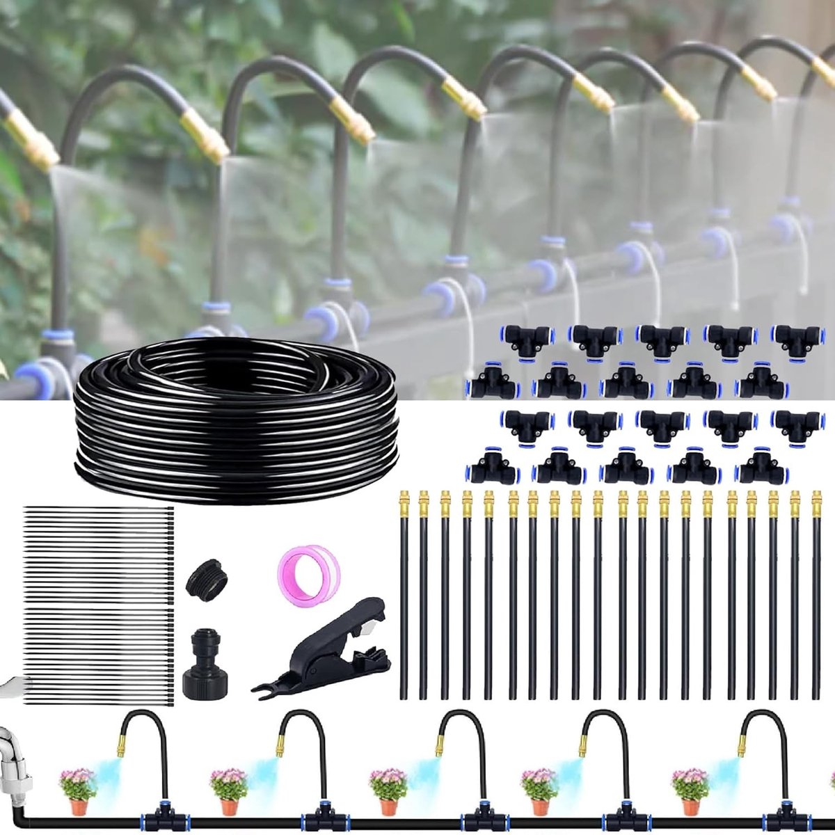 Irrigatiesysteem - 20 meter - Verstelbare Sproeikop met Flexibele Slang - Voor Tuin, Balkon en Binnengebruik