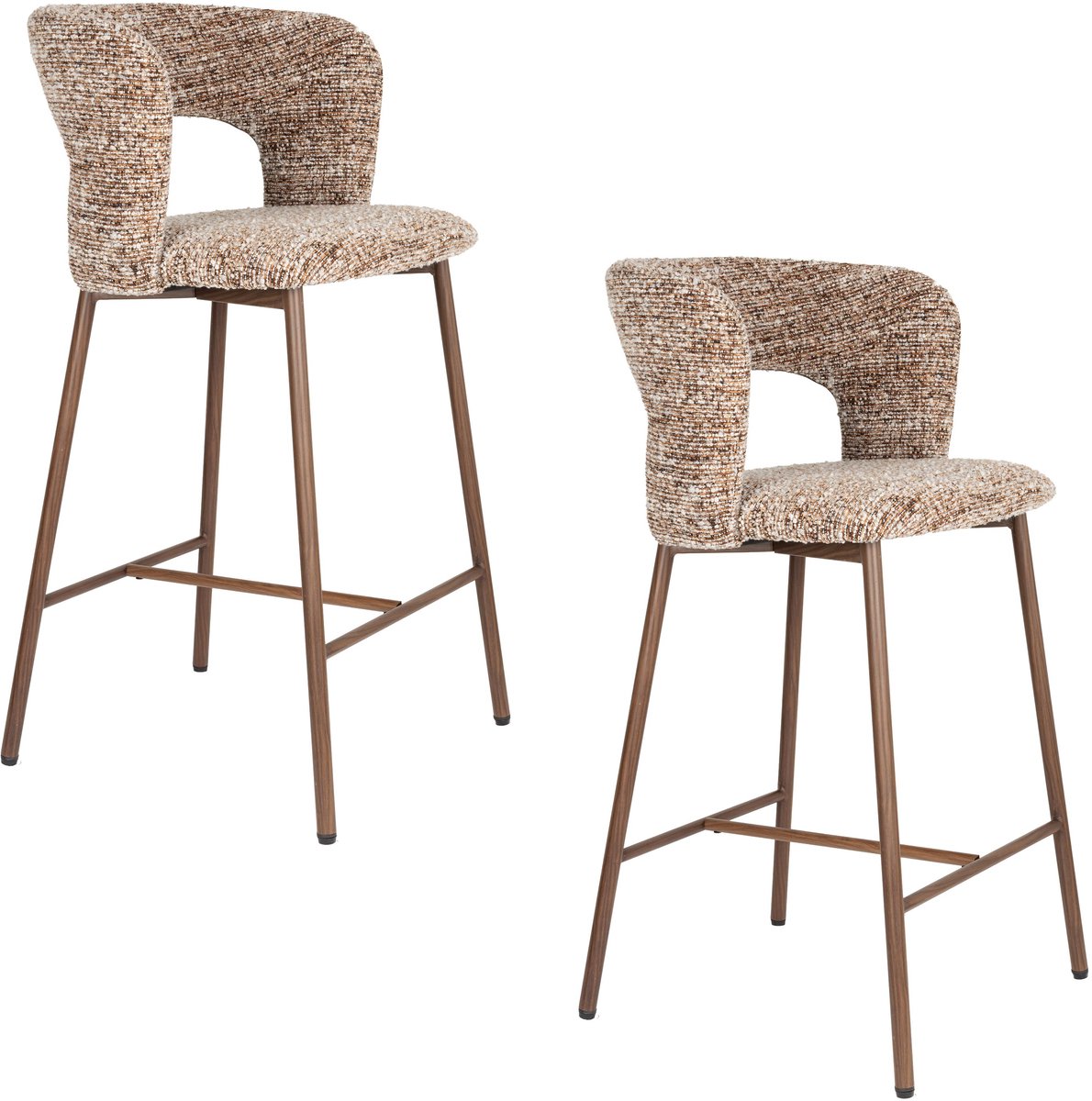 Housecraft Living Chelsea Barkrukken rugleuning 67 cm Bruin - Set van 2