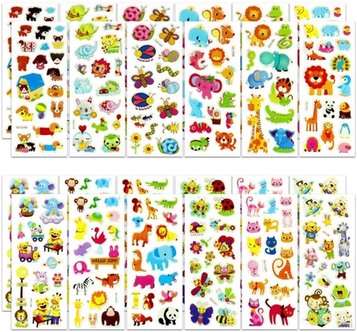 Dierenstickers 24 stuks - Cartoonstickers - Beloningsstickers - Waterdicht - Veelkleurig - Geschikt voor kinderen