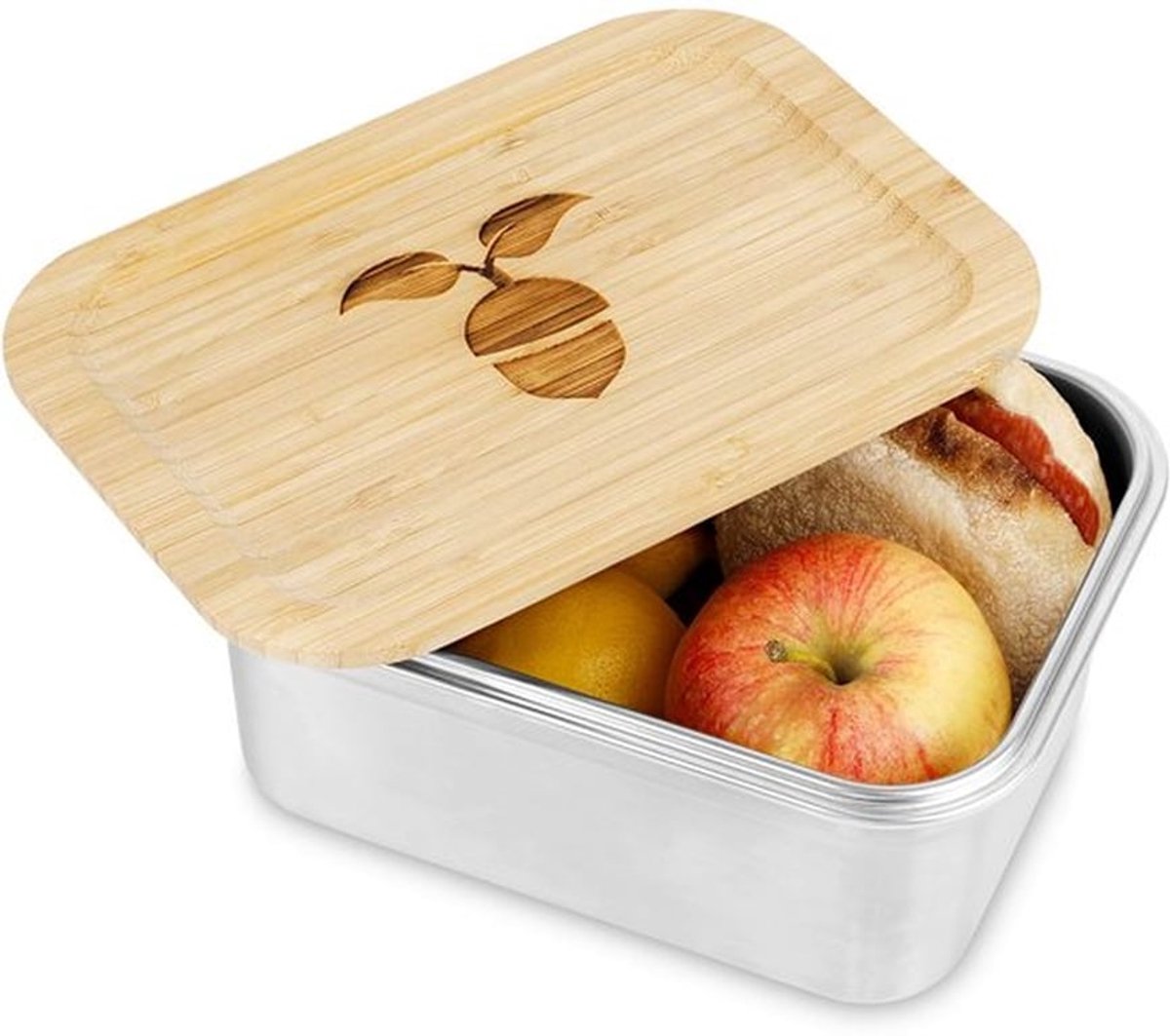Generieke EICHELGARTEN lunchbox | Premium roestvrijstalen lunchbox | Lunchbox met houten deksel | Lunchbox | 1500 ml