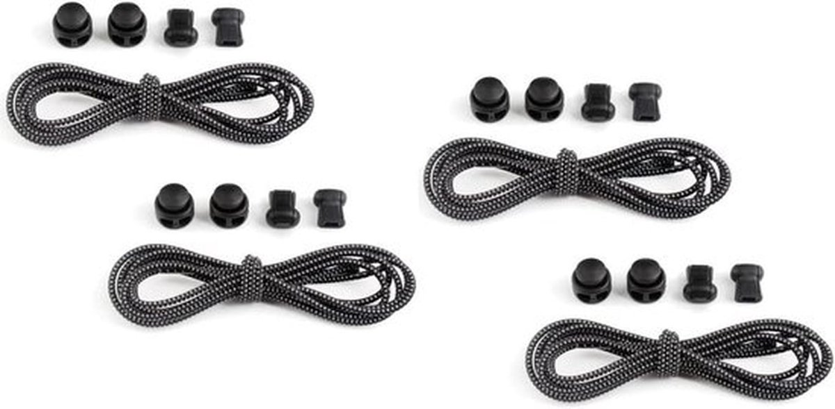 Elastische veters met snelsluiting - Sport en senioren - Zwart - 100 cm - Set van 2