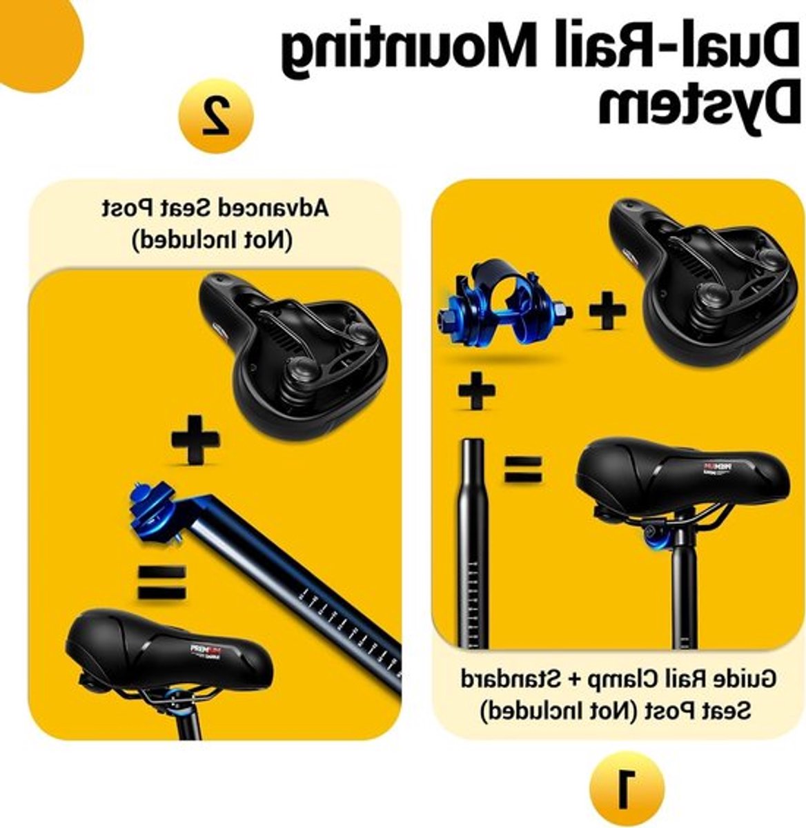 Comfortabele Fietszadel van Geheugenfoam - Ergonomisch, Ademend en Waterdicht voor Stads- en MTB-fietsen - 25 x 21 cm