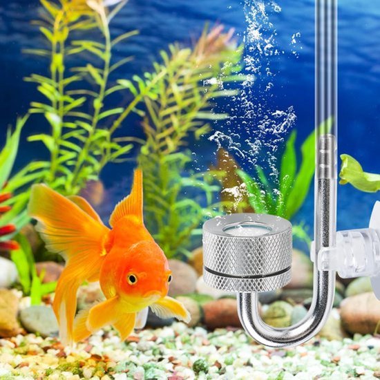 CO2-diffuser - aquariumverstuiver - CO2-diffuser met zuignappen en U-buis - kooldioxidediffuser - glazen buis - aluminiumlegering - bubbler accessoires voor aquarium - zoetwatervisplanten - aquascaping benodigdheden - aquariumbewoners — afbeelding 3