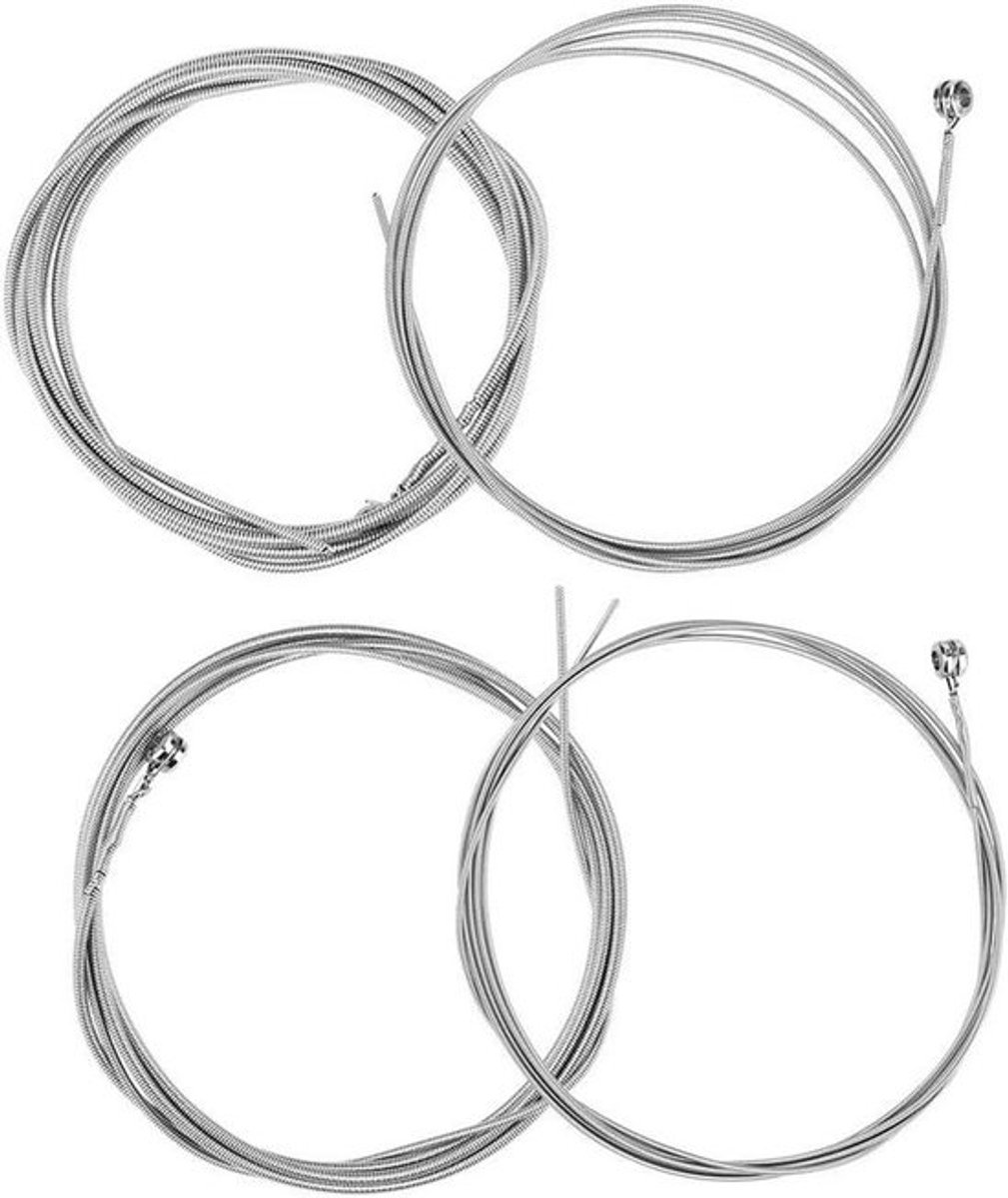 - Elektrische Basgitaar Snaren - Stalen Beplatte Dikte - Set van 4 - Basgitaar Onderdelen - Stalen Snaren - Geschikt voor Basgitaren - Zilverkleurig - Hoge Kwaliteit - Diverse Diktes 1mm 1.4mm 2mm 2.5mm.