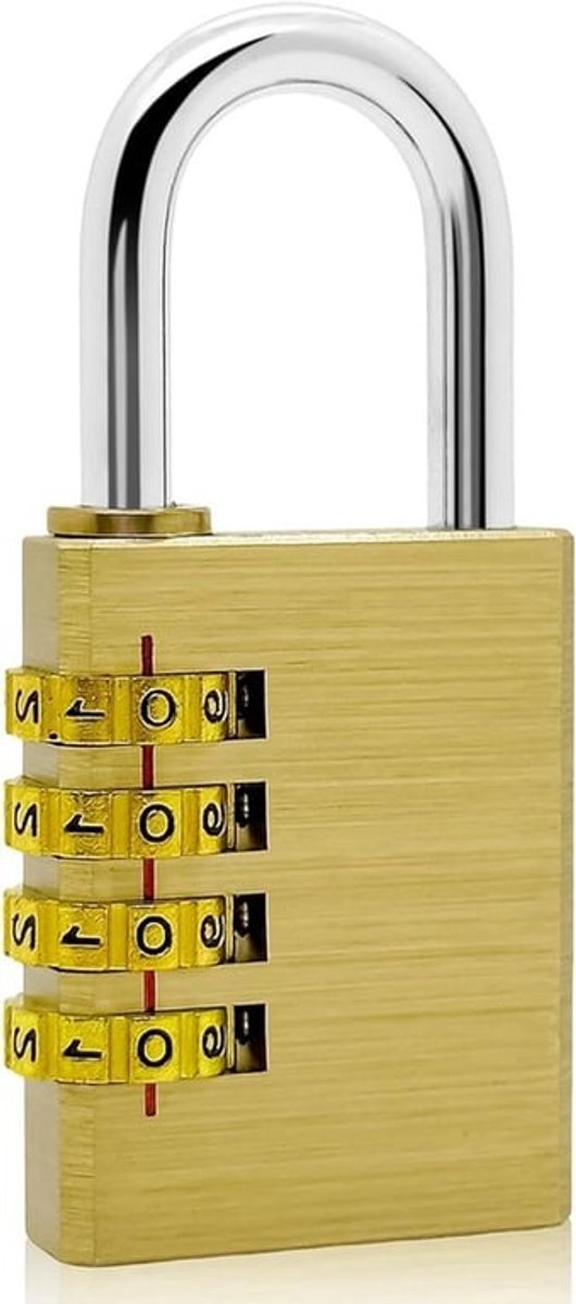 Veiligheidsslot met cijfercode, combinatiehangslot van messing voor kelder en opslag, beveiliging niveau 4