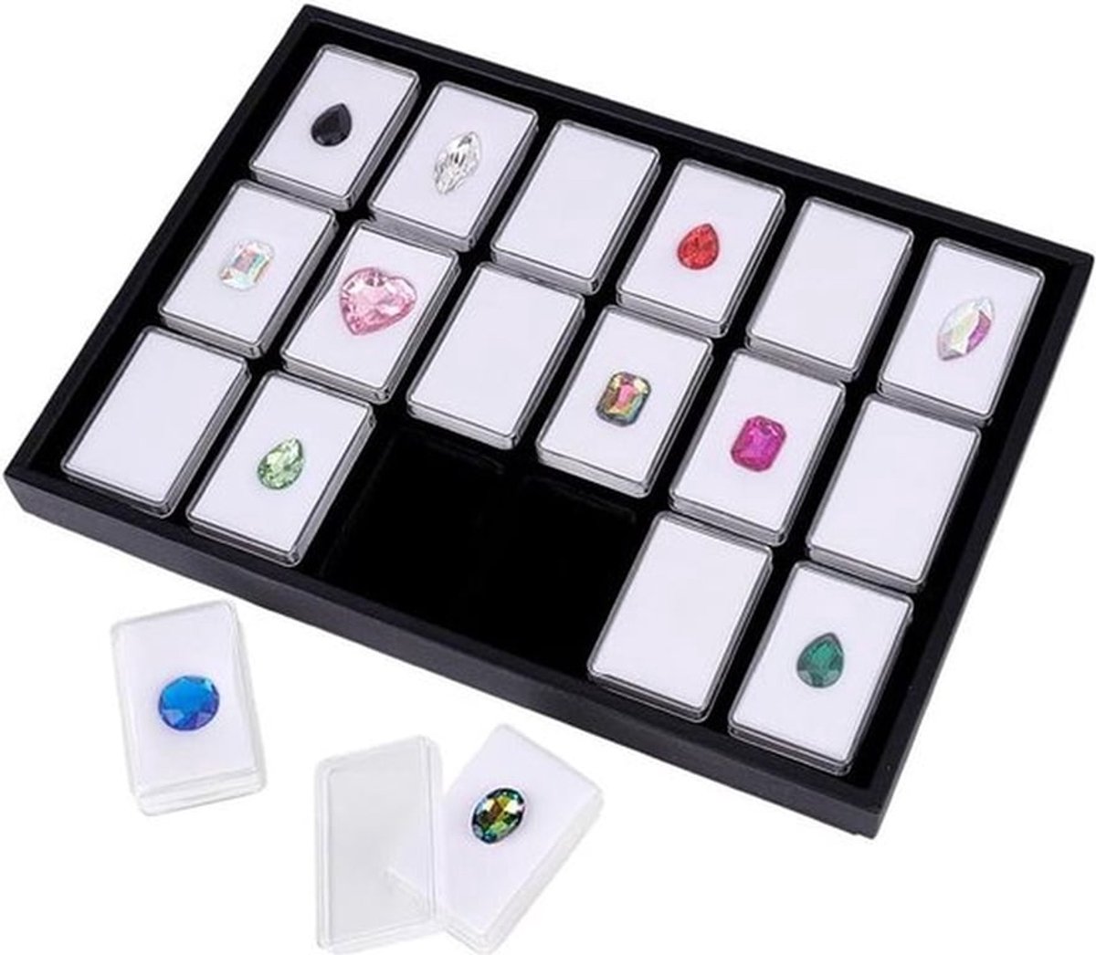 18-edelstenen-houder-met-koffer-edelsteen-display-vitrine-organizer-schuim-verzamelobjecten-kristal-5-6-x-3-6-cm- vierkante-opbergdoos-diamanten-geschikt-voor-strass-gekleurd-model