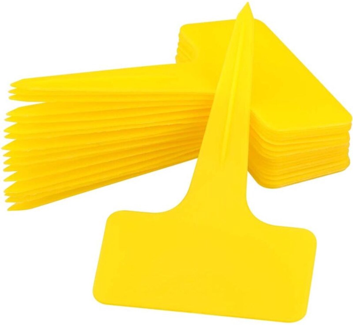 100 stuks 6 x 10 cm - Gele plastic T-vormige plantenlabels geschikt voor kwekerijen en tuinen