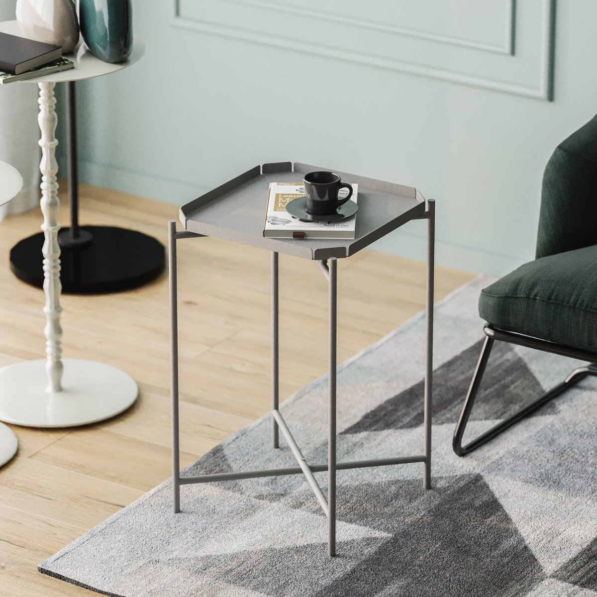 Asir - Salontafel - Grijs - 46 x 46 x 56 cm