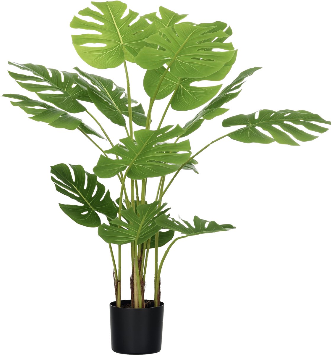 Homcom Kunstplant Monstera met Bloempot - Kunstplant, Kamerplant, Nepplant - Groen en Zwart grün