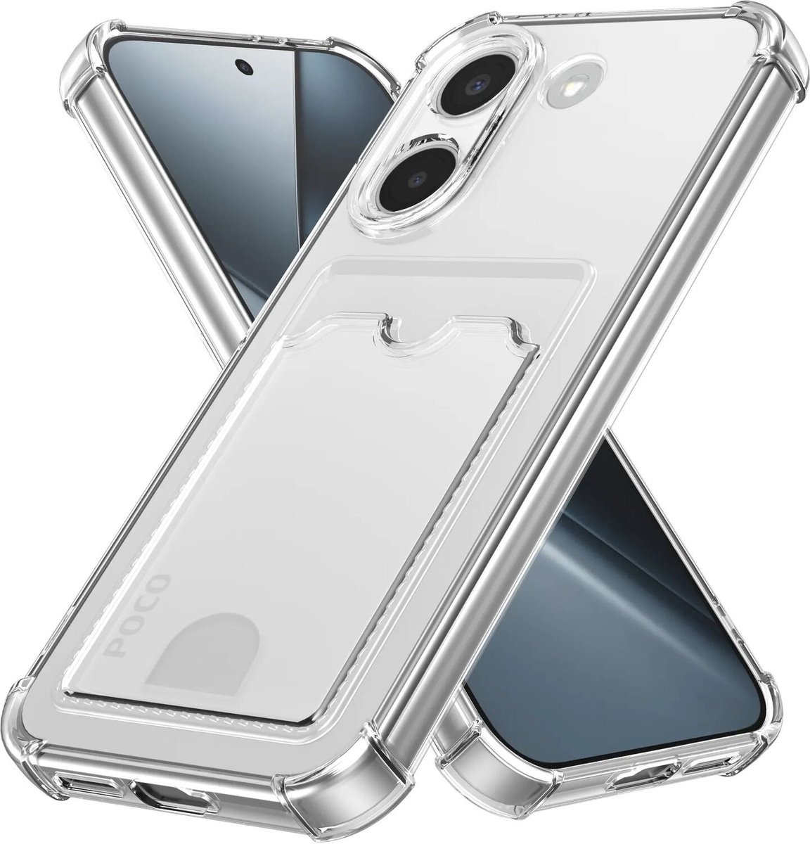 Transparant Hoesje met Pasjeshouder Geschikt voor Xiaomi Poco X8 Pro | Back Cover Dun TPU | Schokbestendig | Ultra Dun | Kaarthouder Achterkant | Shockproof | Doorzichtig