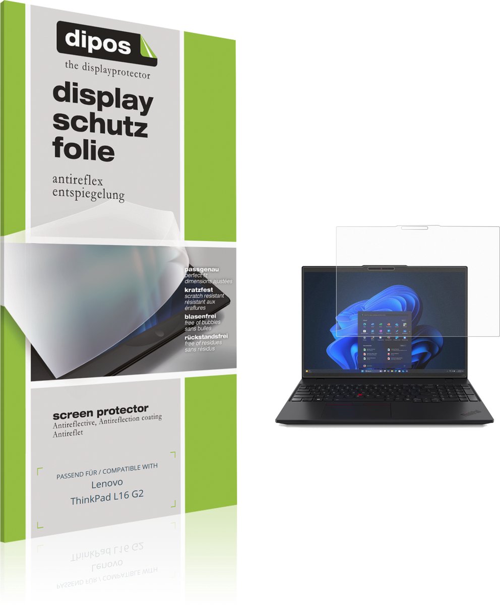 dipos – 2x Matte Beschermfolie geschikt voor Lenovo ThinkPad L16 G2 | Krasbestendige & antireflecterende Screenprotector Ultra-Thin