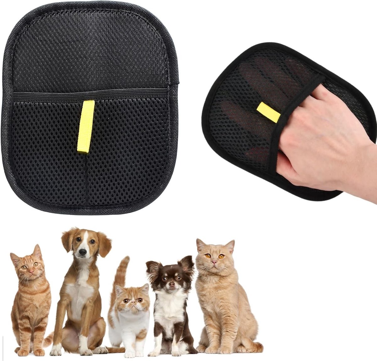 Haarverwijderingshandschoenen voor Huisdieren, Geschikt voor Katten en Honden, Herbruikbare en Makkelijk Schoon te Maken Borstelhandschoenen voor Dierenvacht