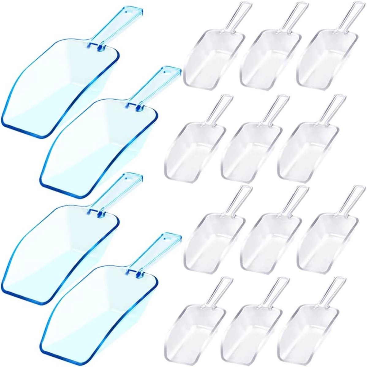 Multifunctionele Maatlepels - 16 Stuks Heldere Plastic Lepels voor IJs, Poeder en Bakken
