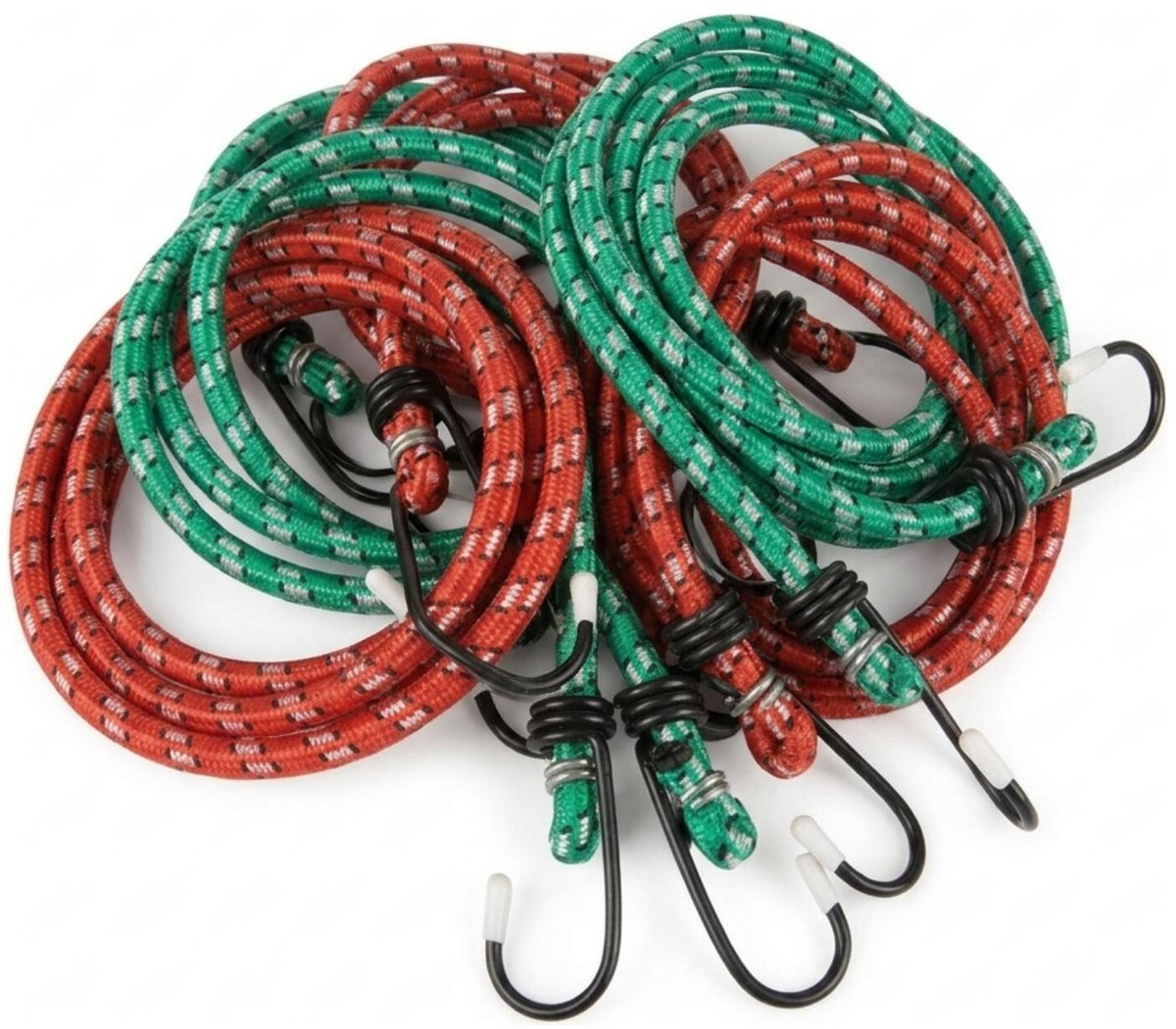 Cogex Bagagespin - 4x - groen / rood - 2 haken - 1 mtr - elastiek - bagagebinder/bindelastiek