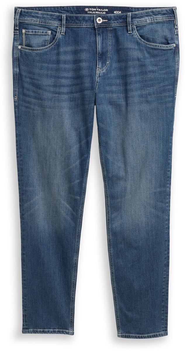 Tom Tailor - Plus Size - TTPLUS REGULAR Jeans met stretch - Maat 46/30 - Used Mid Stone Blue Denim