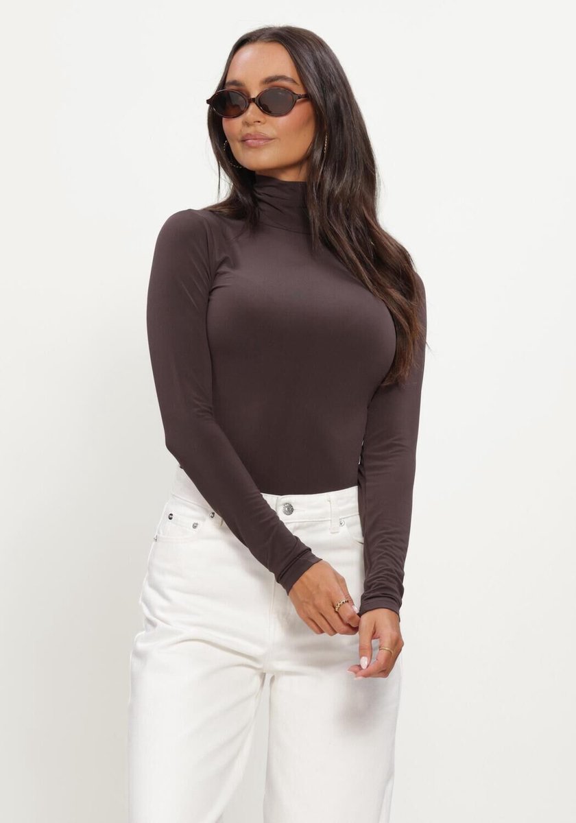 Notre-V Nv-inger Tops & T-shirts Dames - Shirt - Bruin - Maat XXL