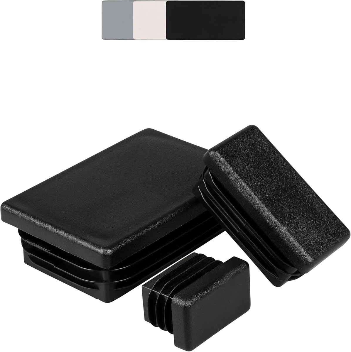 Rechthoekige Buisstoppen - Zwart - 50 x 40 mm - Kunststof Lamellenstops - Voor Meubels