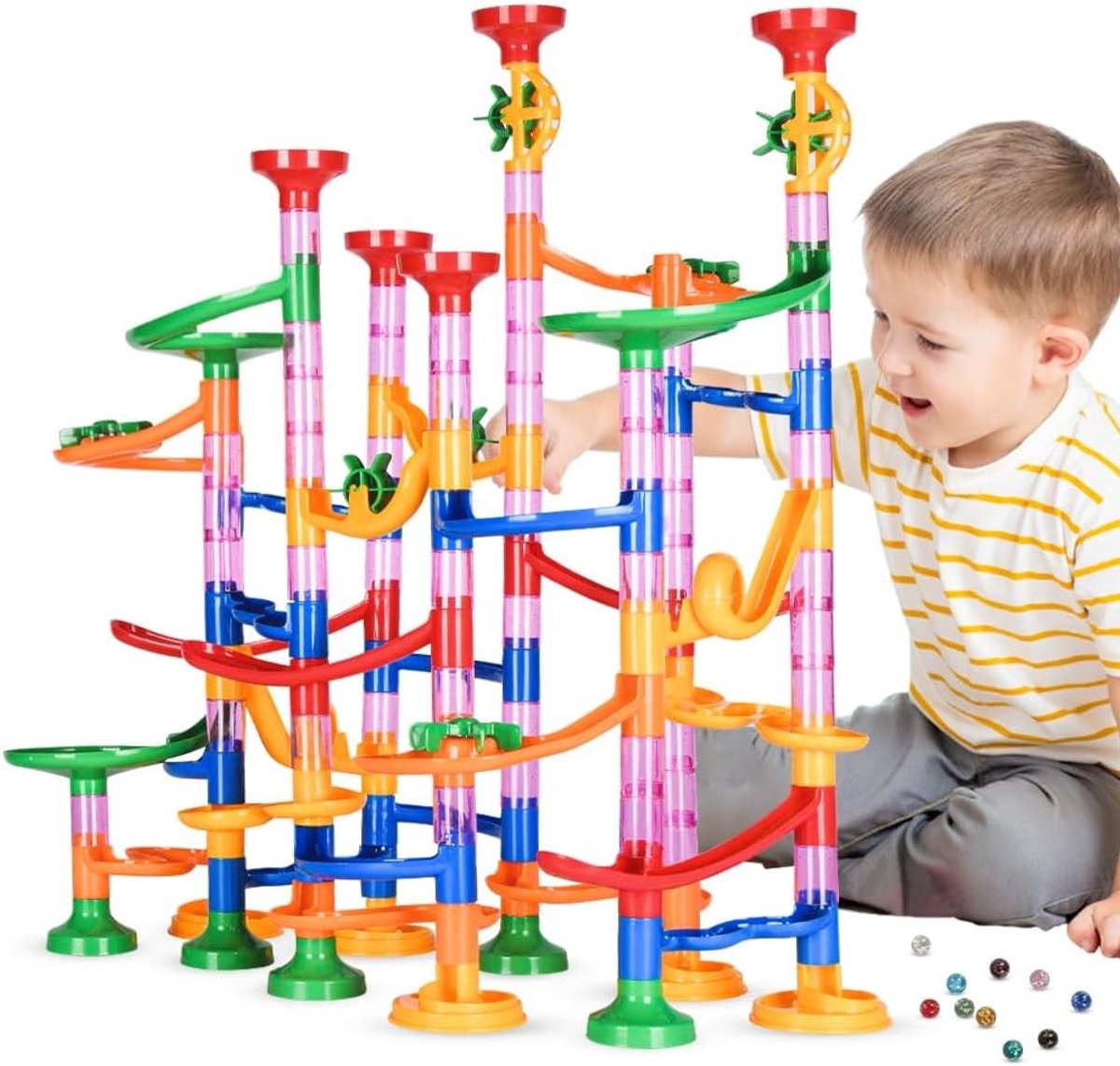 Knikkerbaan - Veelkleurig - 40 x 54,5 cm - Constructiespeelgoed van ABS - Voor Kinderen vanaf 3 Jaar