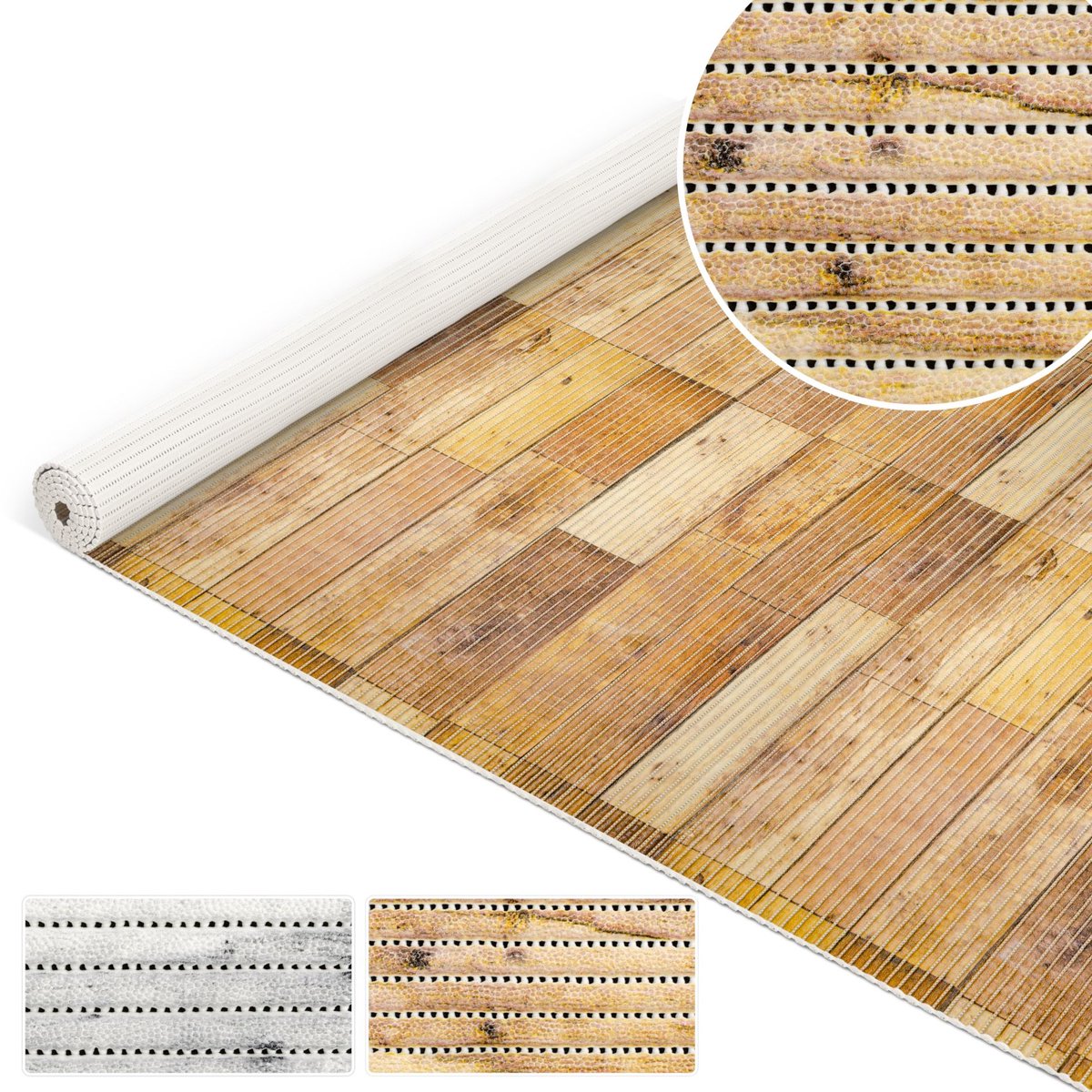 ANRO Badmat Houtlook Bruin 130x350cm Antislip Douchemat Afwasbaar Sneldrogend