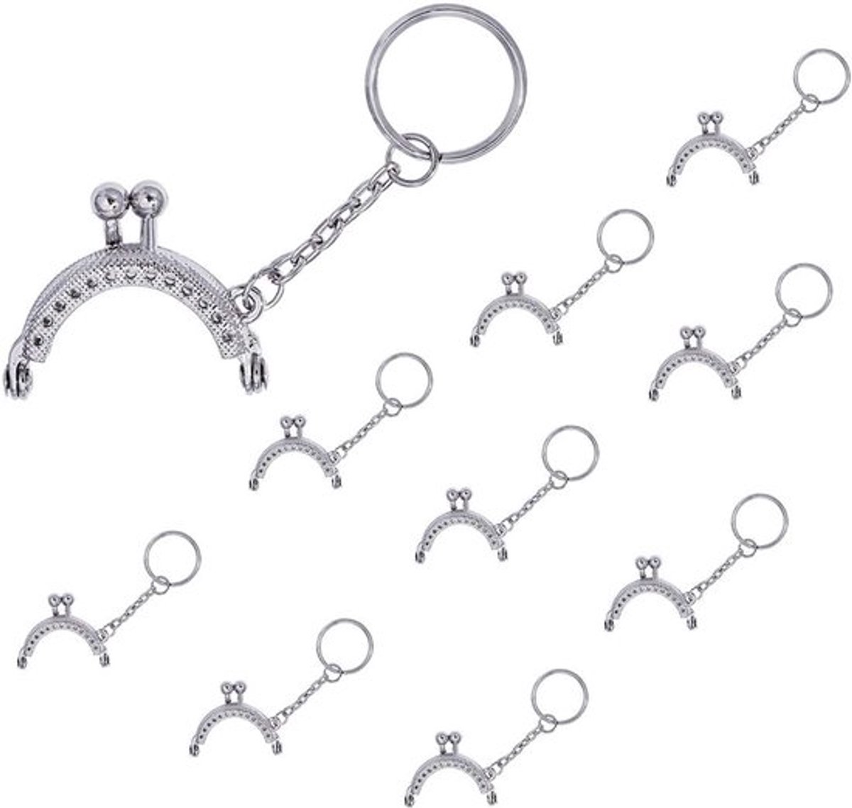 Metaal clipframe voor portemonnee - kus-sluiting - DIY-knutsel - geembosseerd - retro halve ronde muntgeldzak - 10 stuks