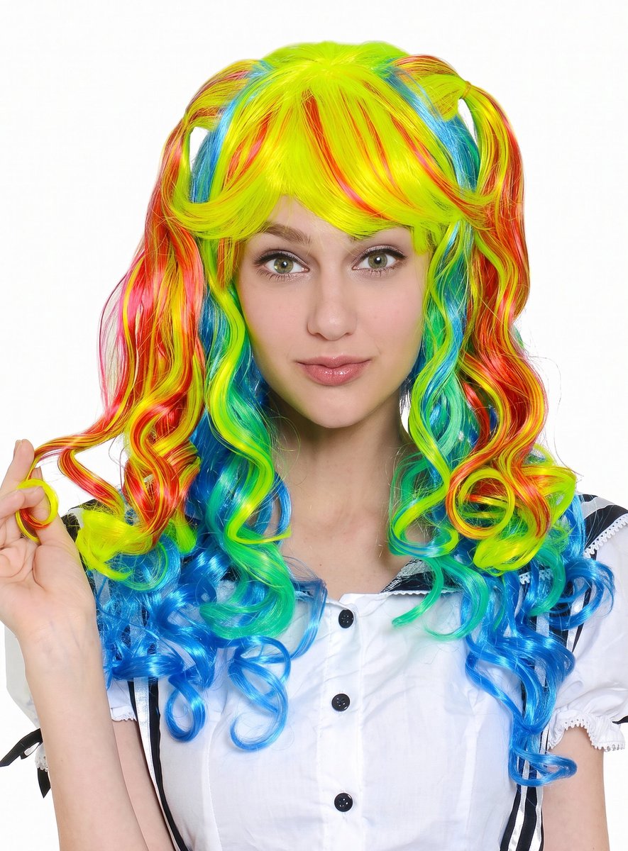 Rainbow Manga Pruik - Clown Carnavalspruik