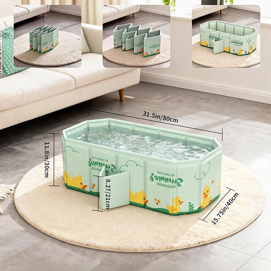 Opvouwbaar Baby Badje - Baby Bad - Inklapbaar Bad - Draagbaar Peuterbadje - PVC - met Afvoer - Veilig Baden - Ruimtebesparend - Voor Peuters en Honden - Thuis en Reizen — afbeelding 5
