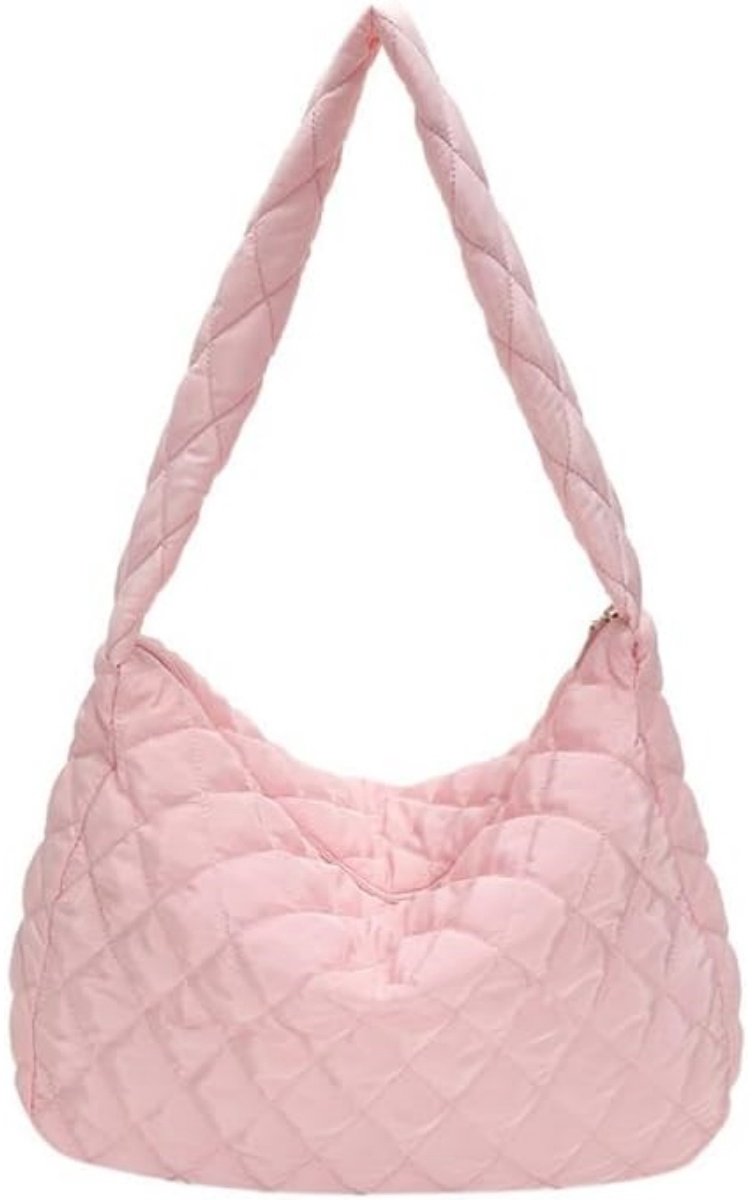 longziming -Canvas Schoudertas - Kleine Crossbody Tas - Lichtgewicht Handtas - Verstelbare Schouderriem - Ritssluiting - Voor Dames - Roze