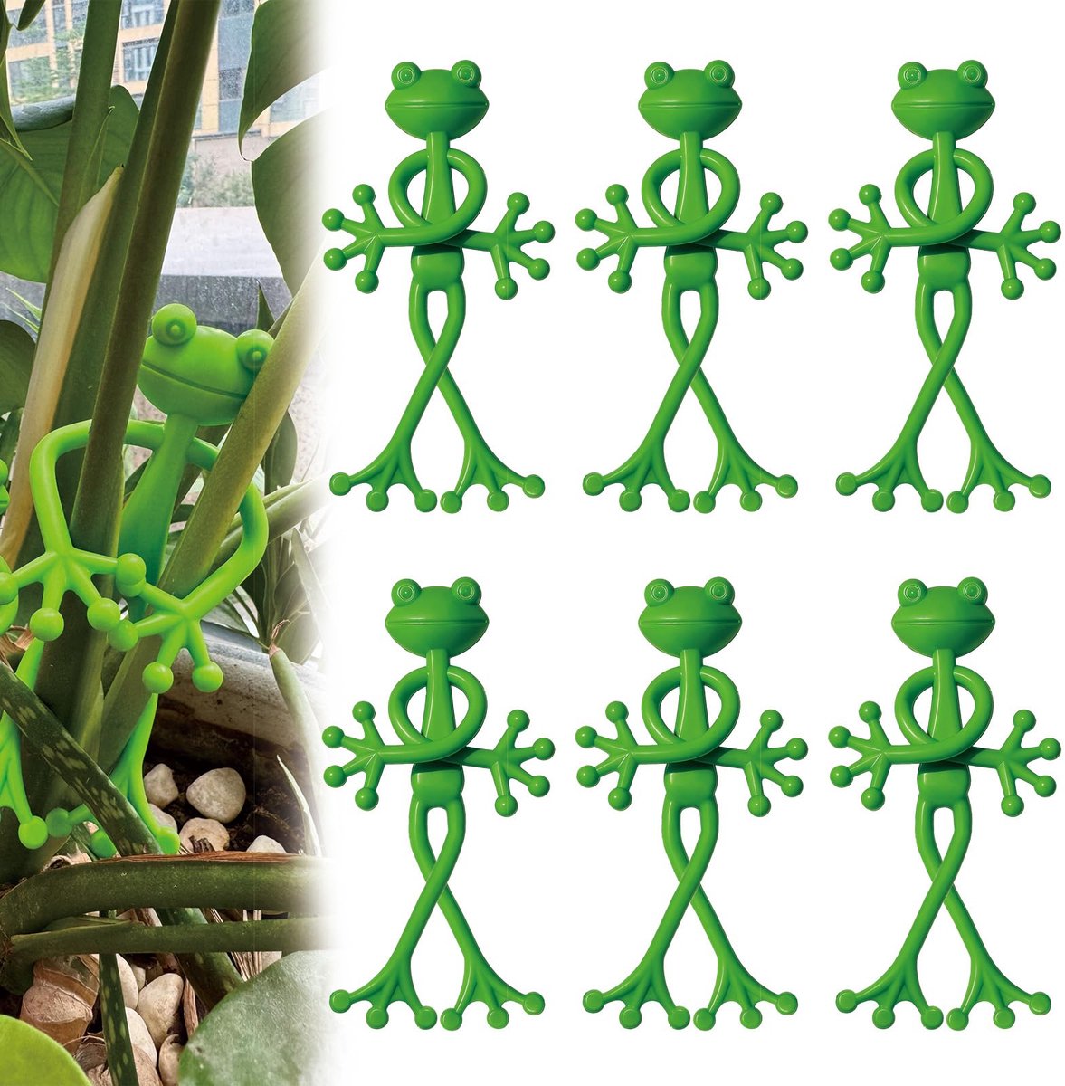 Namajunas - 6-stuks Kikkervorm Plantenstokken - Plantenstok - Plantensteun - Stengelhouders - Plant Support - Groeiaccessoires voor Planten - Plantenclips kunststof - Cadeau voor tuinliefhebbers - Balkondecoratie