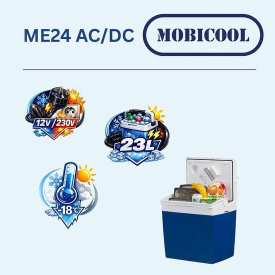 Elektrische Koelbox - Auto Koeler - Drankjes Koel Houden - Dubbel Ventilatiesysteem - 23 Liter - Blauw — afbeelding 2