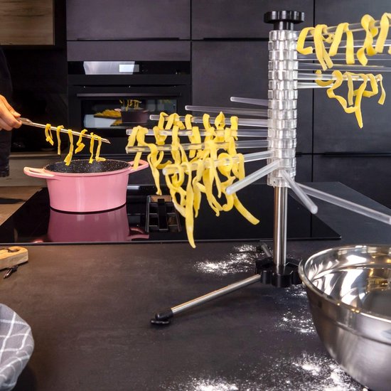 Pastadroger - Pastarek Droogrek - Verse Pasta Drogen - 14 Droogarmen - 50 cm - Zilverkleurig — afbeelding 2