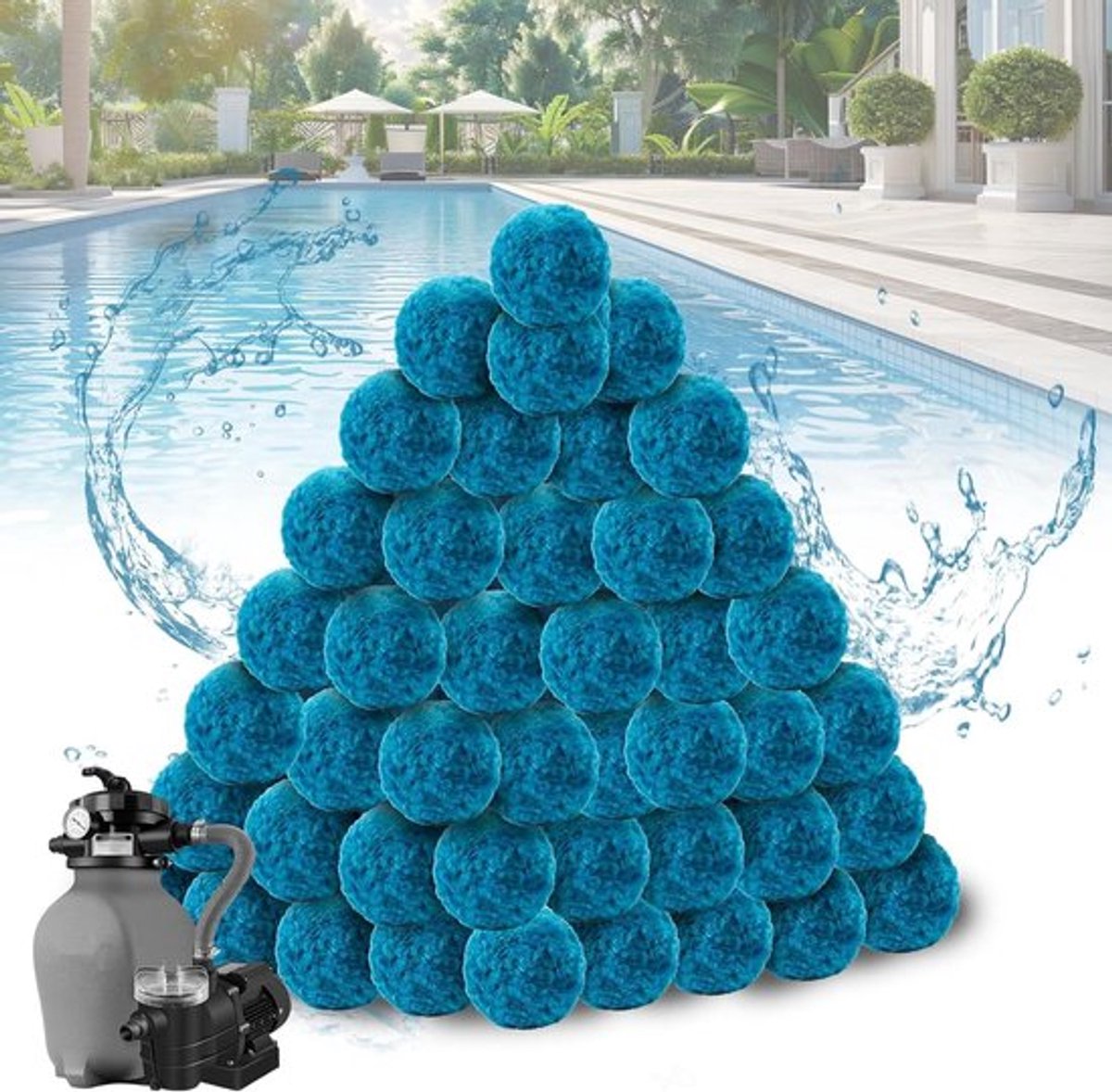 Herbruikbare Zwembadfilterballen voor Zwembadzandfiltersystemen - Blauw - Effectief en Milieuvriendelijk - 700g