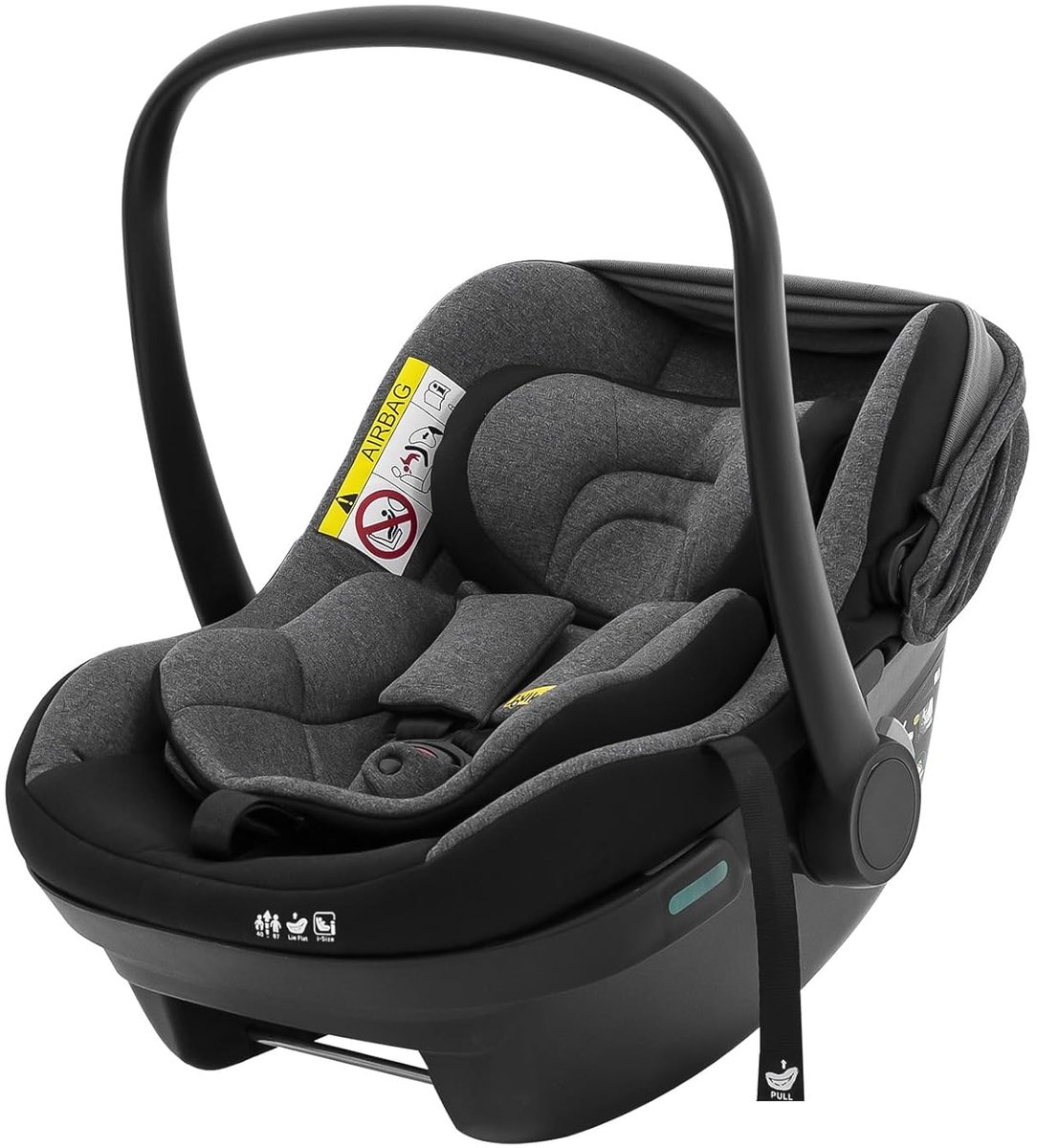Wishdor Babyschaal groep 0/0+ 40-87 cm - Traploos verstelbare ligpositie - 3-puntsveiligheidsgordel - zijbescherming - zwart - UPF50+ zonnescherm
